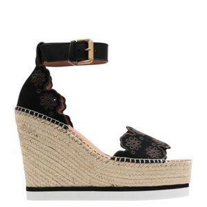 See By Chloe Glyn Laser Cut Suede Wedges